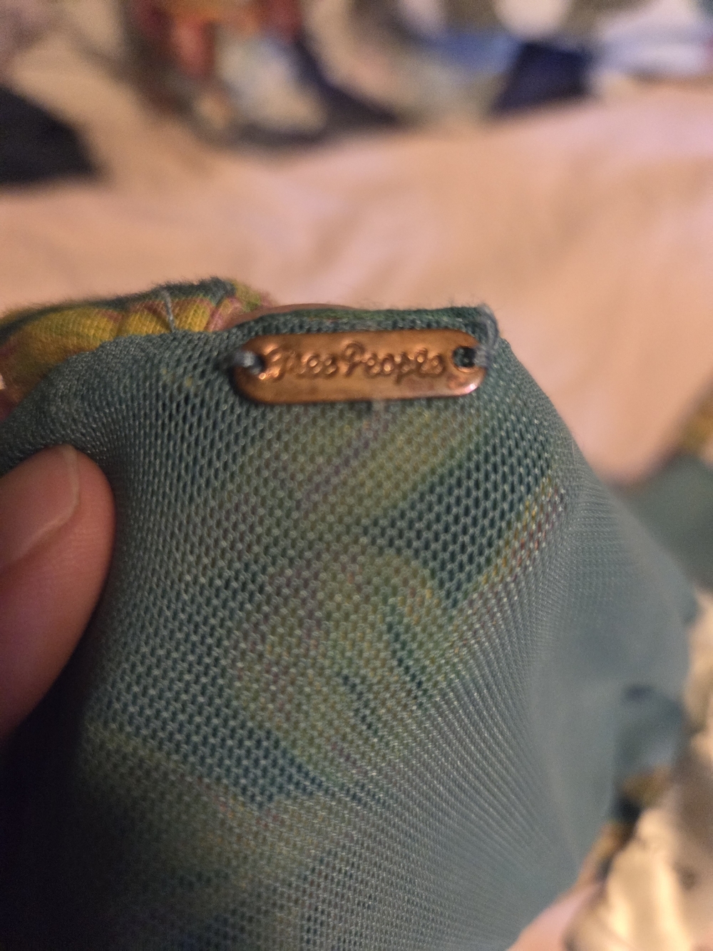 Free People Teal Mesh Reptile Accessory Pouch with Brass Logo